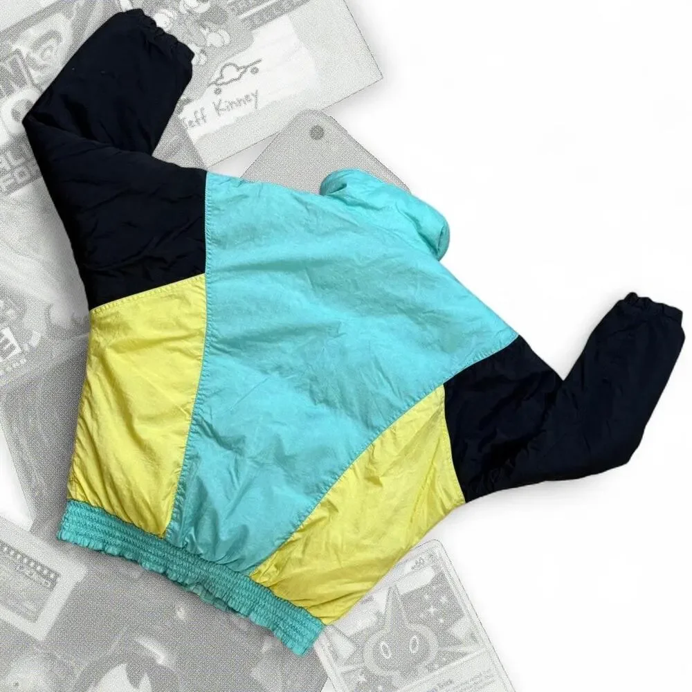 80’s Downfill Downhill Racer  Retro Color Block Ski Puffer Zip Up Jacket
